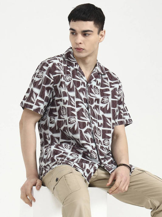 Light Green Printed Slim Fit Casual Shirt | Greenfibre