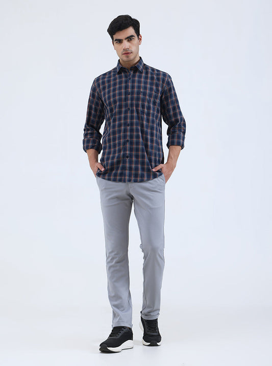 Light Grey Solid Slim Fit Club Wear Trouser | Greenfibre