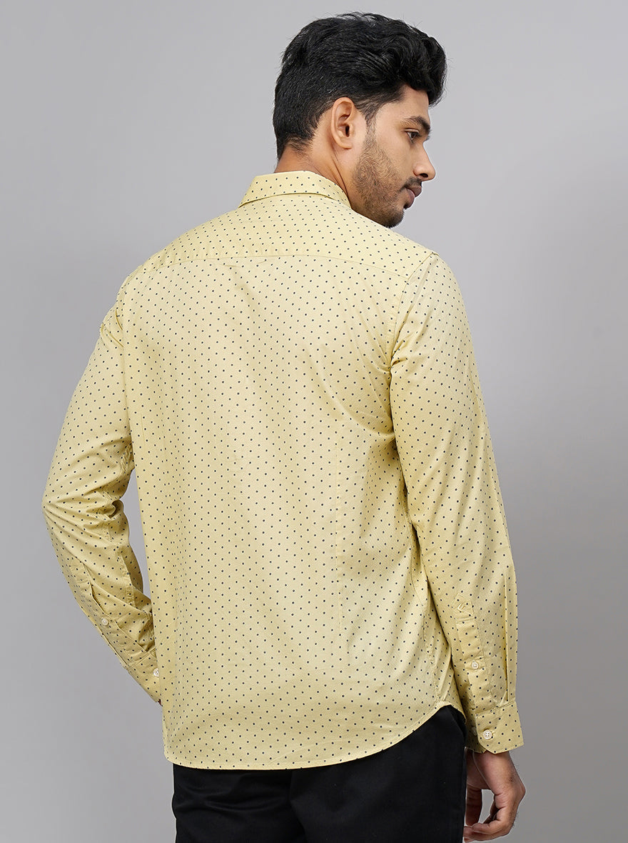 Light Yellow Printed Smart Fit Semi Casual Shirt | Greenfibre