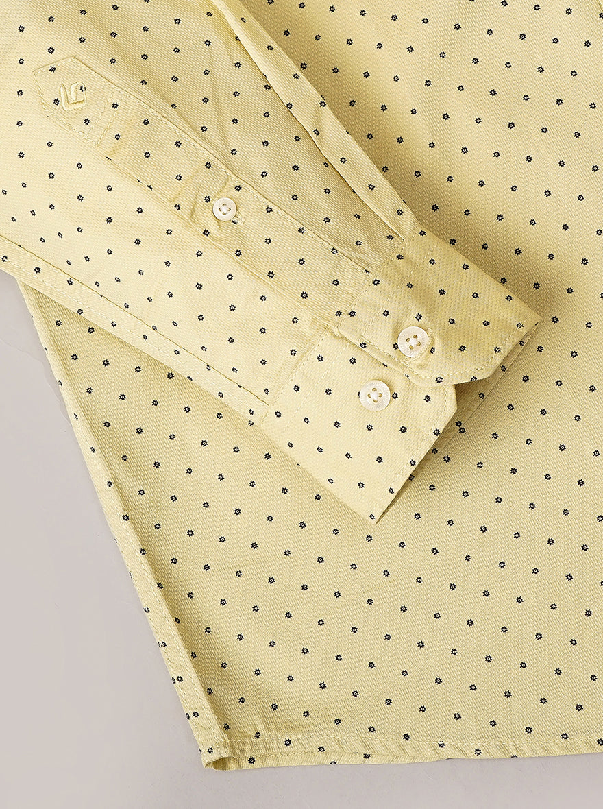 Light Yellow Printed Smart Fit Semi Casual Shirt | Greenfibre