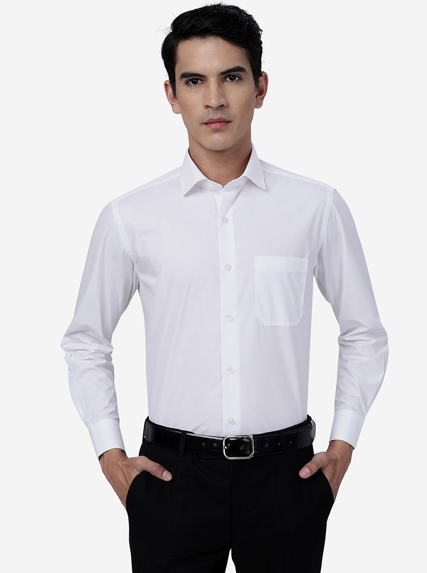 White Solid Slim Fit Formal Shirt | Greenfibre