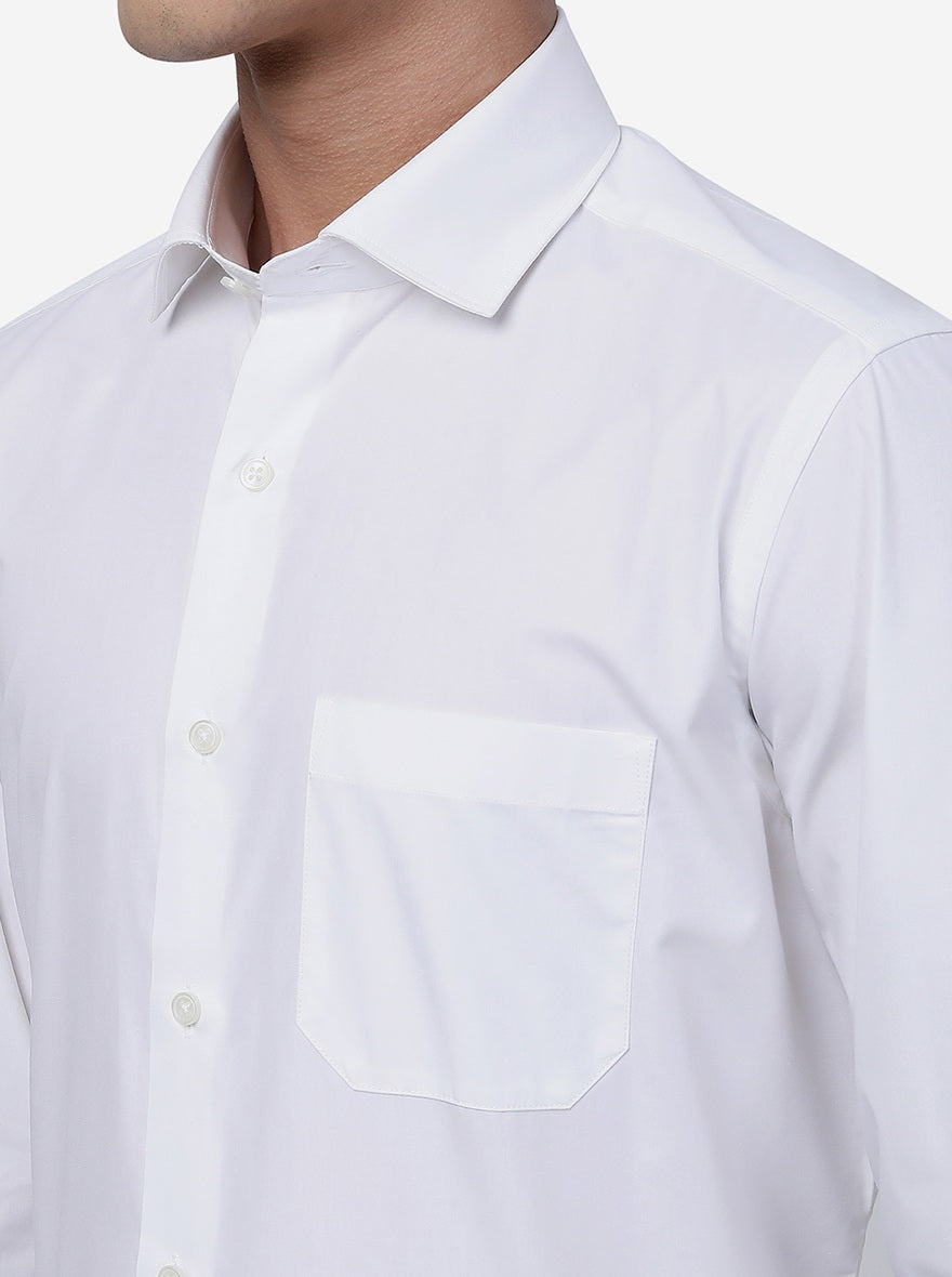 White Solid Slim Fit Formal Shirt | Greenfibre