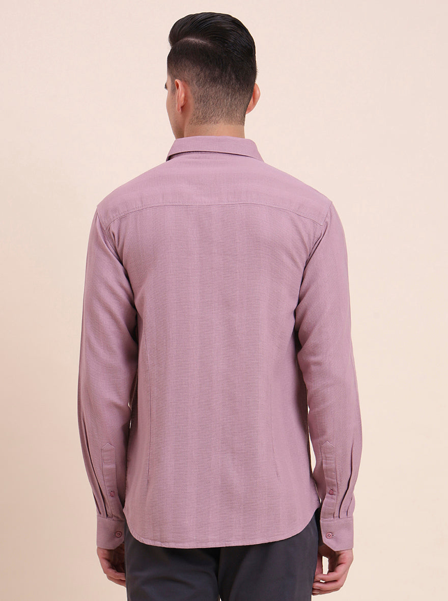 Rose Pink Solid Slim Fit Casual Shirt | Greenfibre