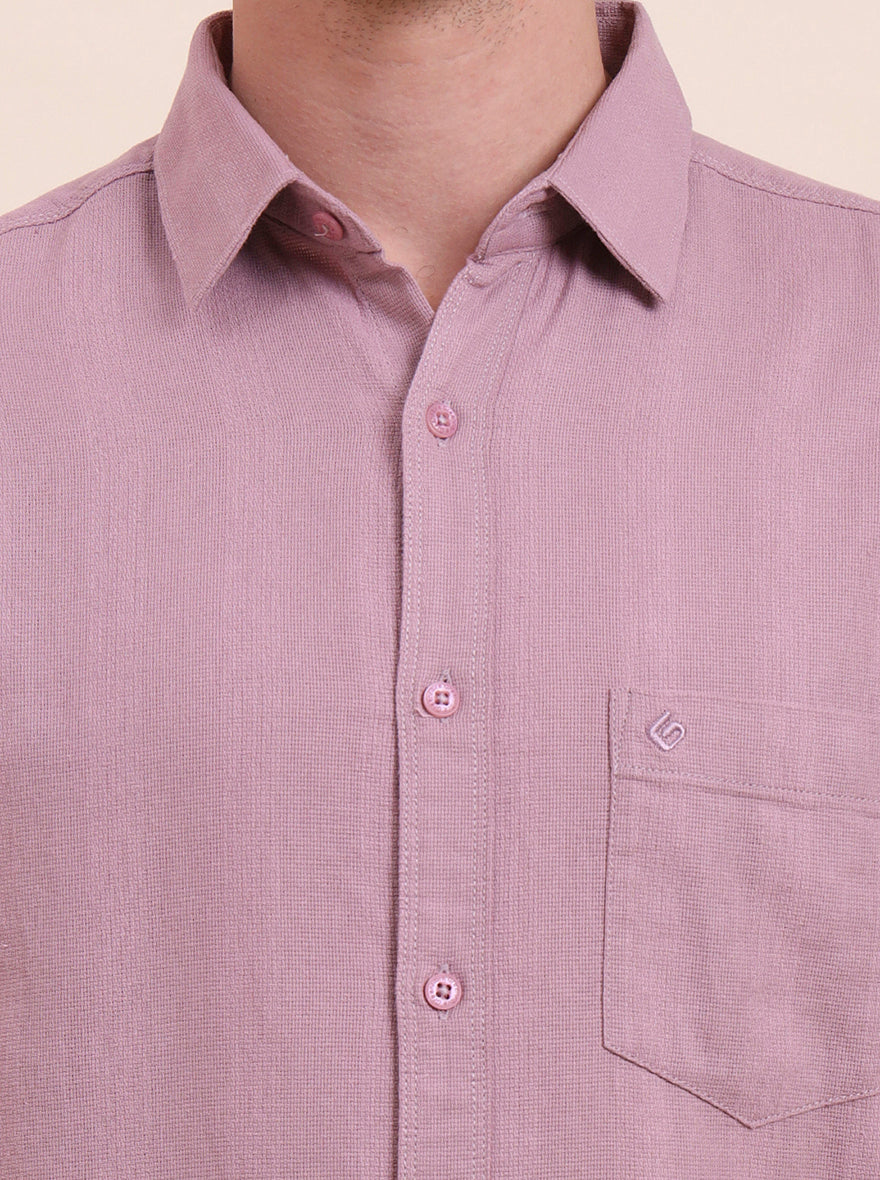 Rose Pink Solid Slim Fit Casual Shirt | Greenfibre