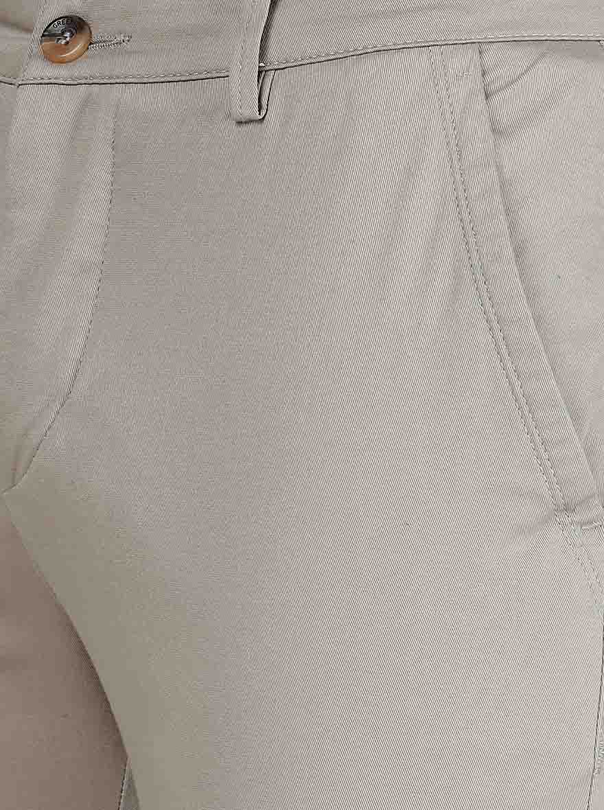 Beige Solid Super Slim Fit Casual Trouser | Greenfibre