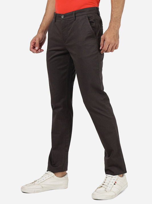 Dark Grey Solid Super Slim Fit Casual Trouser | Greenfibre