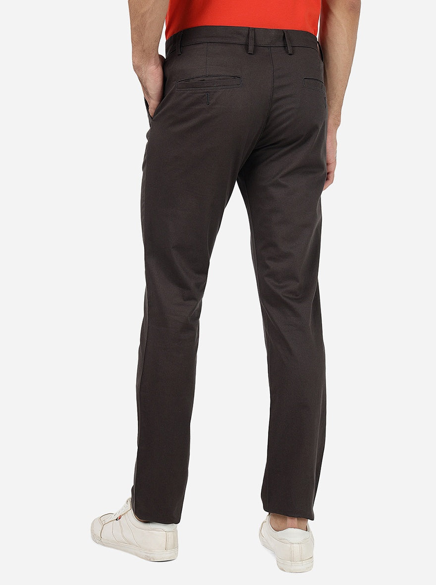 Dark Grey Solid Super Slim Fit Casual Trouser | Greenfibre