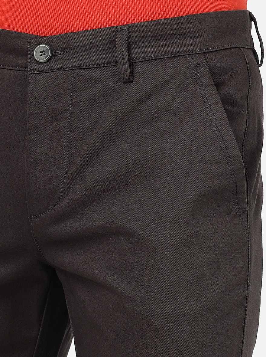 Dark Grey Solid Super Slim Fit Casual Trouser | Greenfibre