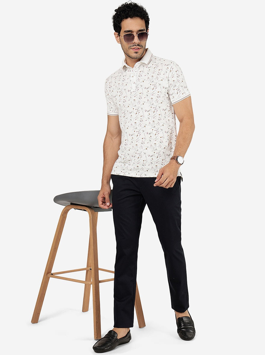 Navy Blue Solid Super Slim Fit Casual Trouser | Greenfibre