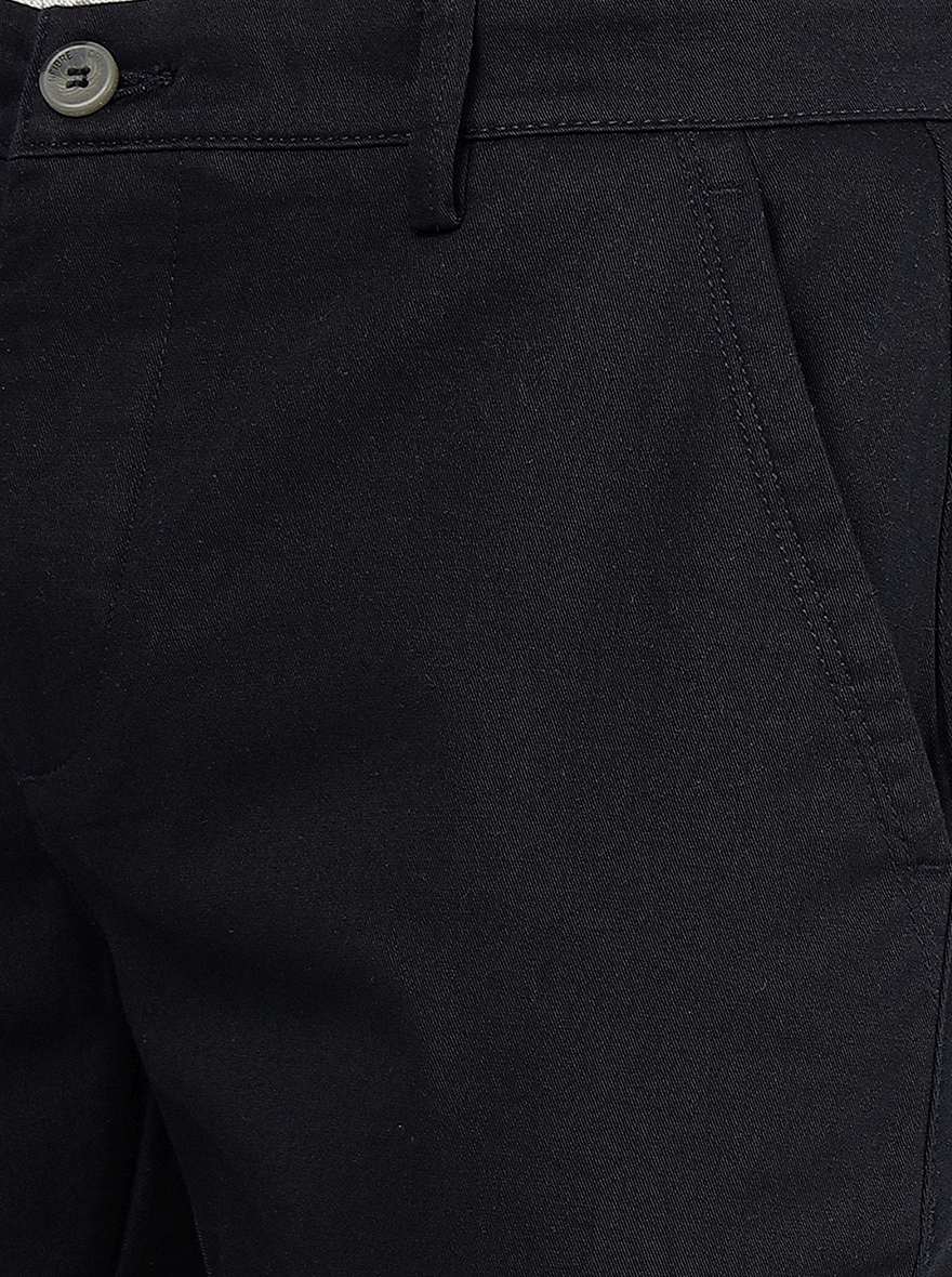 Navy Blue Solid Super Slim Fit Casual Trouser | Greenfibre