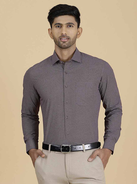 Maroon Printed Slim Fit Formal Shirt | Greenfibre