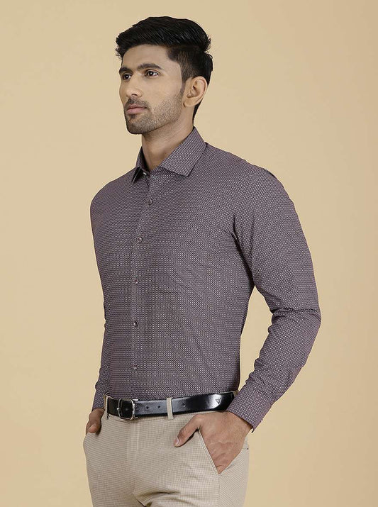 Maroon Printed Slim Fit Formal Shirt | Greenfibre