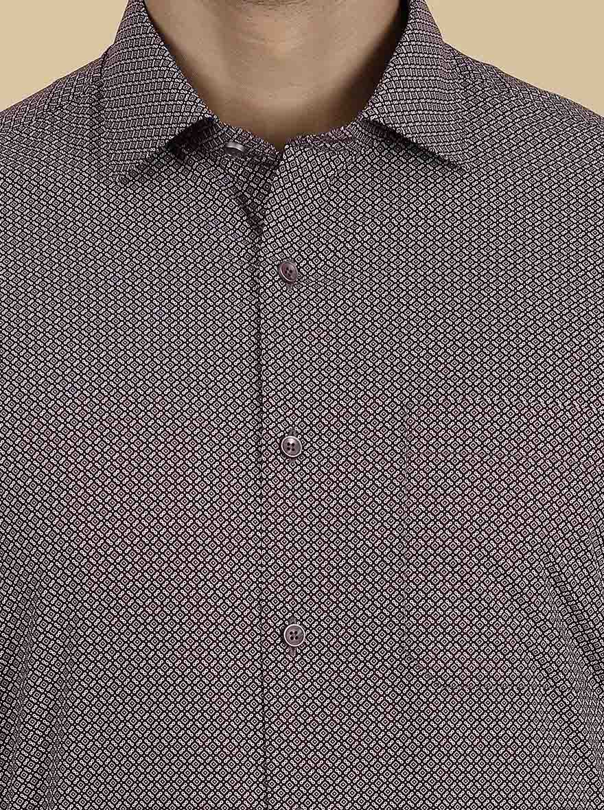 Maroon Printed Slim Fit Formal Shirt | Greenfibre