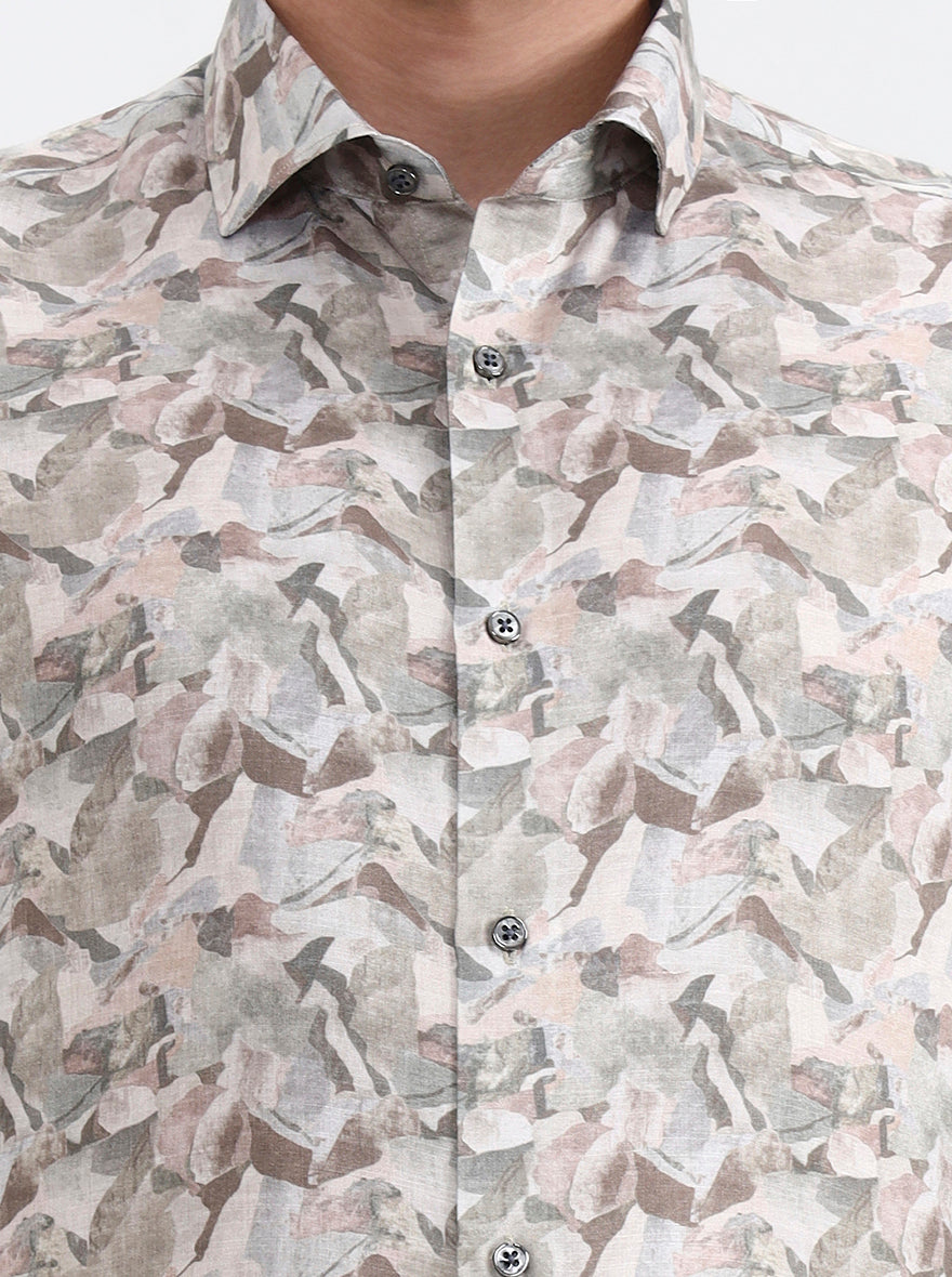 Green Printed Slim Fit Party Wear Shirt | Greenfibre