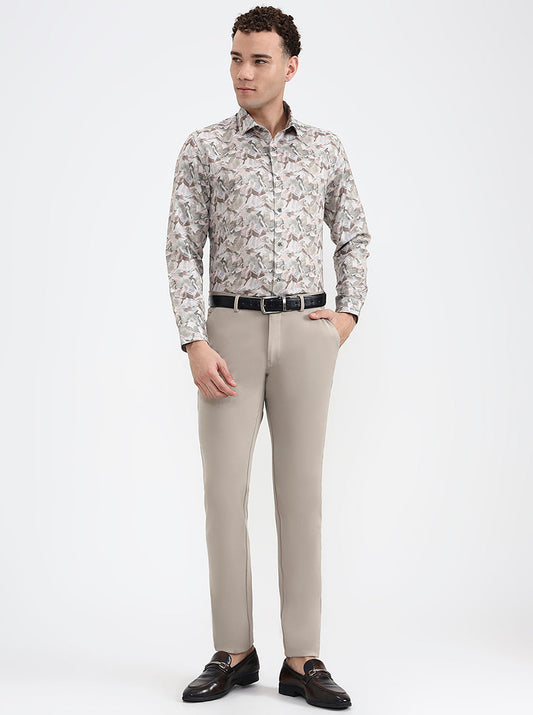 Green Printed Slim Fit Party Wear Shirt | Greenfibre