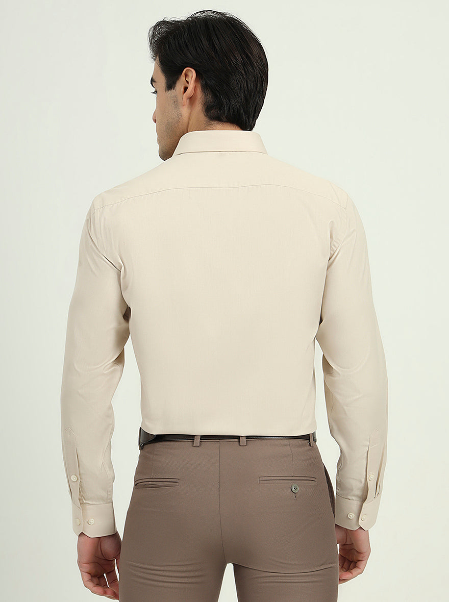 Beige Solid Regular Fit Formal Shirt | Greenfire