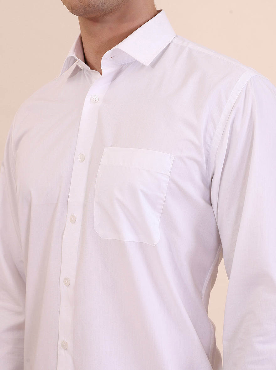 White Solid Regular Fit Formal Shirt | Greenfibre