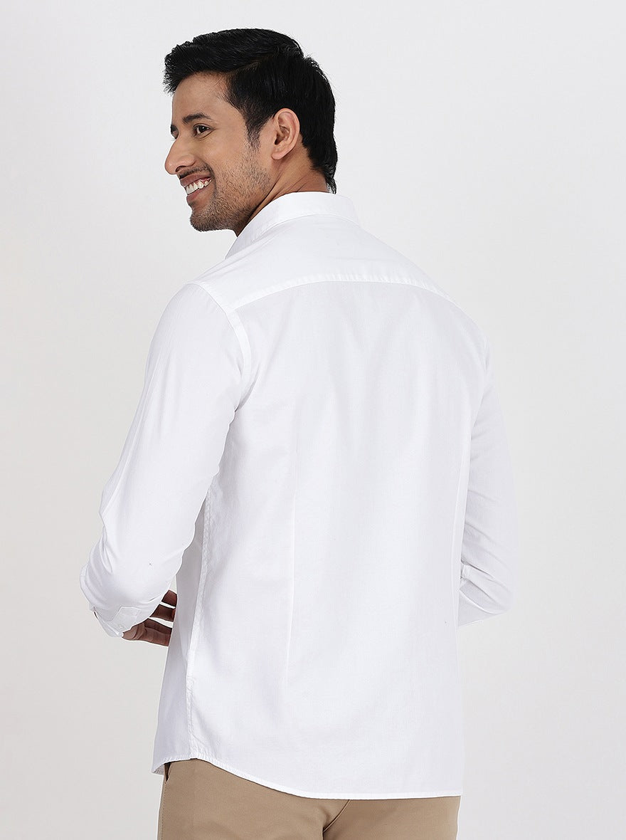 White Solid Smart Fit Semi Casual Shirt | Greenfibre