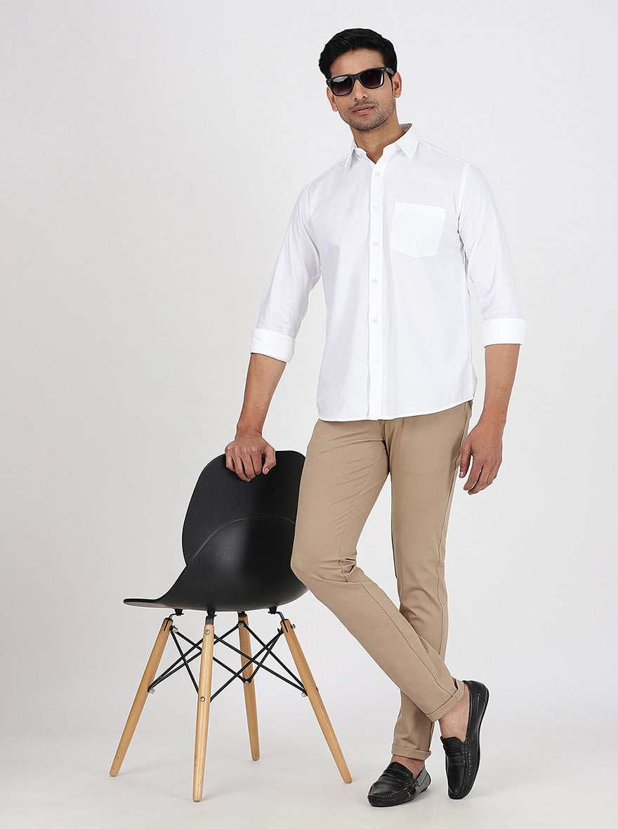 White Solid Smart Fit Semi Casual Shirt | Greenfibre