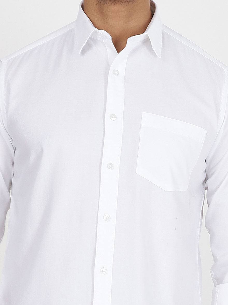 White Solid Smart Fit Semi Casual Shirt | Greenfibre