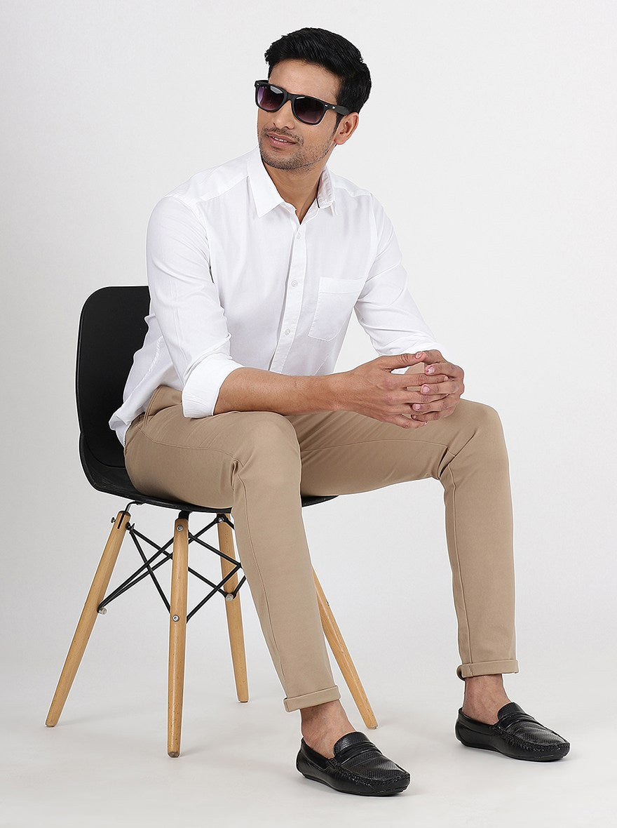 White Solid Smart Fit Semi Casual Shirt | Greenfibre