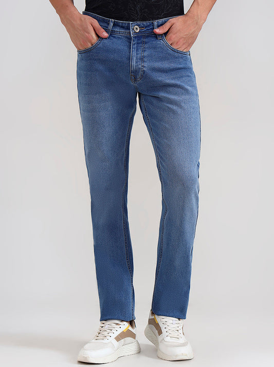 Mid Ice Blue Washed Slim Fit Jeans | Greenfibre