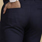 Navy Blue Checked Super Slim Fit Formal Trouser | Greenfibre