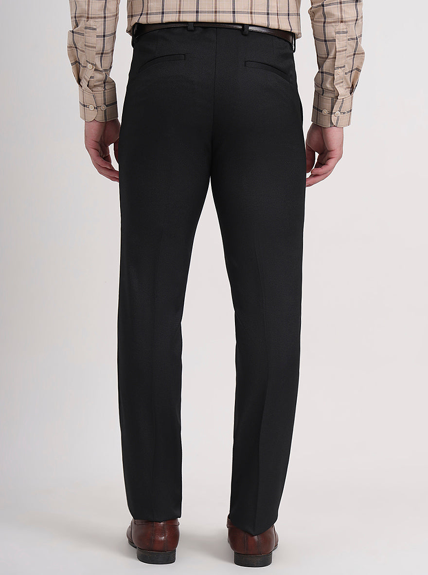 Black Solid Slim Fit Formal Trouser | Greenfibre