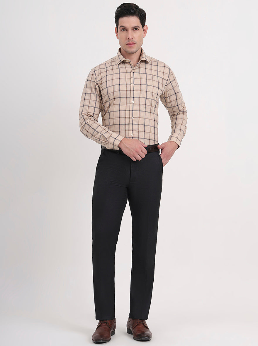 Black Solid Slim Fit Formal Trouser | Greenfibre