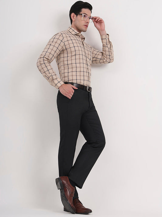 Black Solid Slim Fit Formal Trouser | Greenfibre