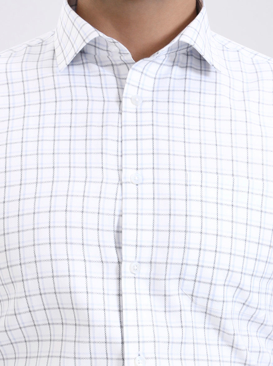 White & Black Solid Slim Fit Formal Shirt | Greenfibre