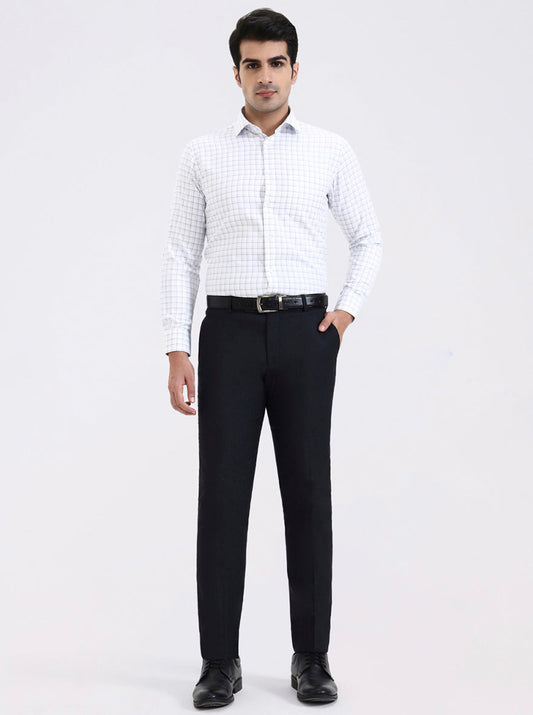 White & Black Solid Slim Fit Formal Shirt | Greenfibre