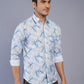 Blue Printed Slim Fit Casual Shirt | Greenfibre