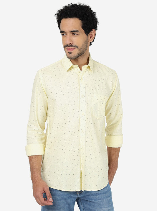 Light Yellow Printed Smart Fit Semi Casual Shirt | Greenfibre