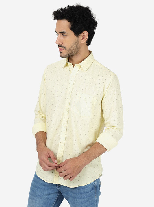 Light Yellow Printed Smart Fit Semi Casual Shirt | Greenfibre