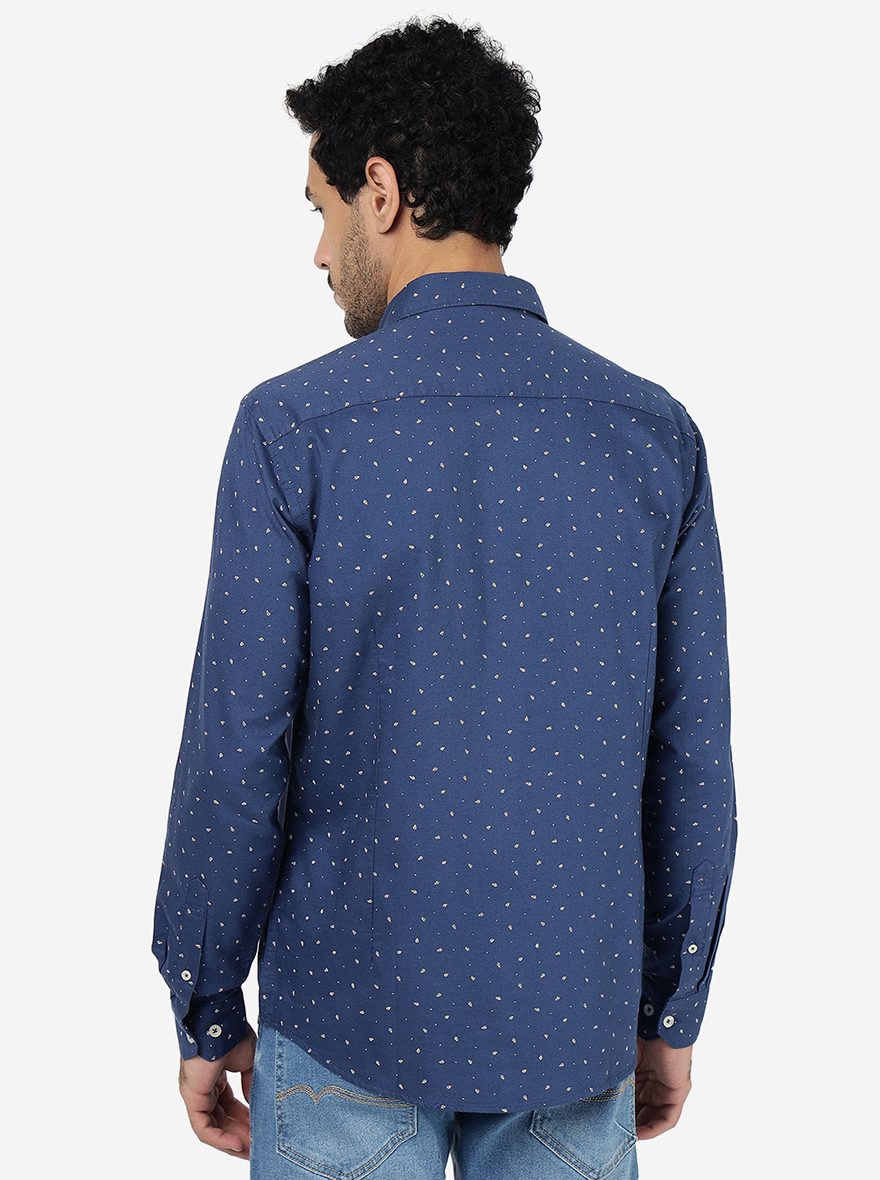 Blue Printed Smart Fit Semi Casual Shirt | Greenfibre