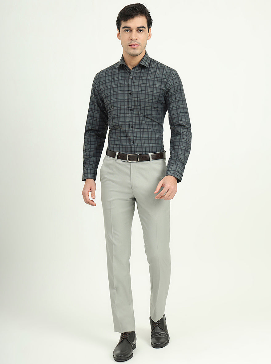 Teal Green Checked Slim Fit Formal Shirt | Greenfire