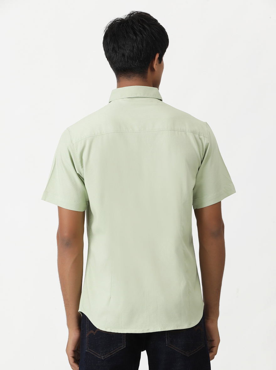 Light Green Solid Slim Fit Casual Shirt | Greenfibre