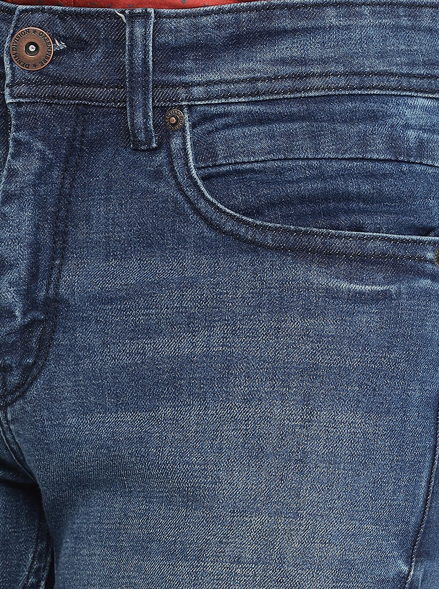 Mid Blue Washed Narrow Fit Jeans | Greenfibre