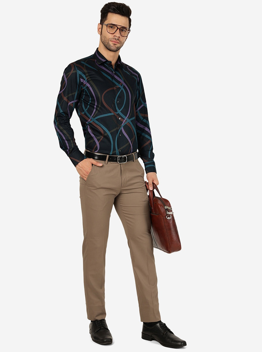 Brown Solid Super Slim Fit Formal Trouser | Greenfibre
