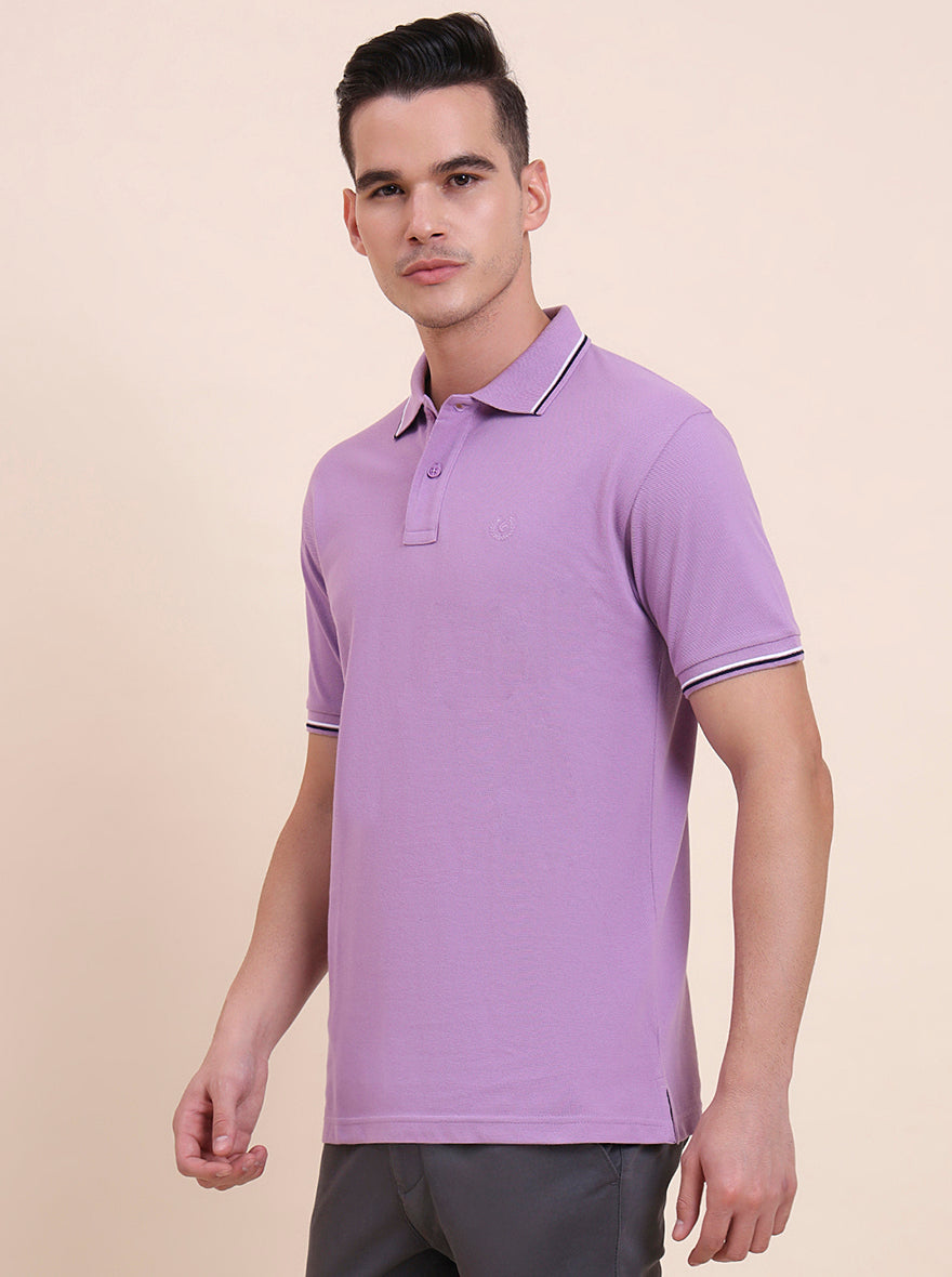 Lavender Solid Slim Fit Polo T-Shirt | Greenfibre