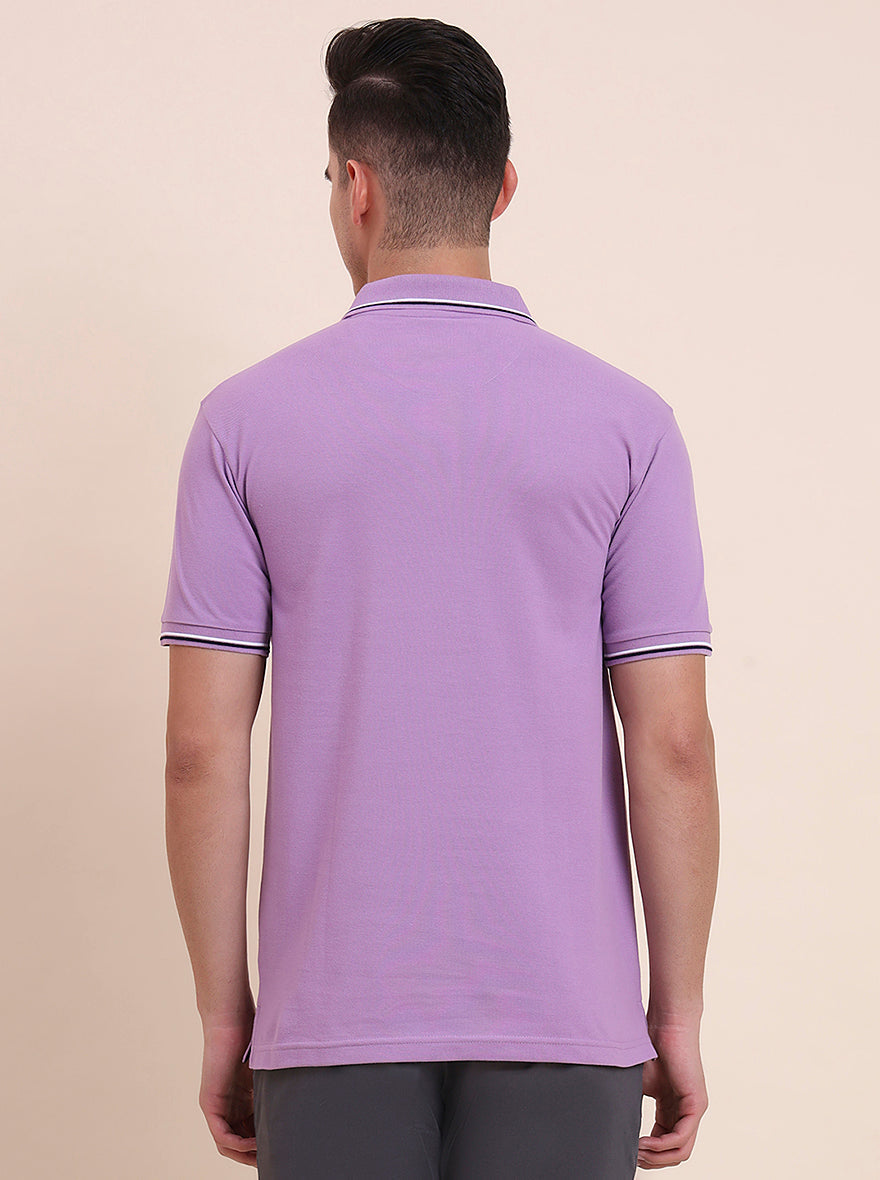 Lavender Solid Slim Fit Polo T-Shirt | Greenfibre