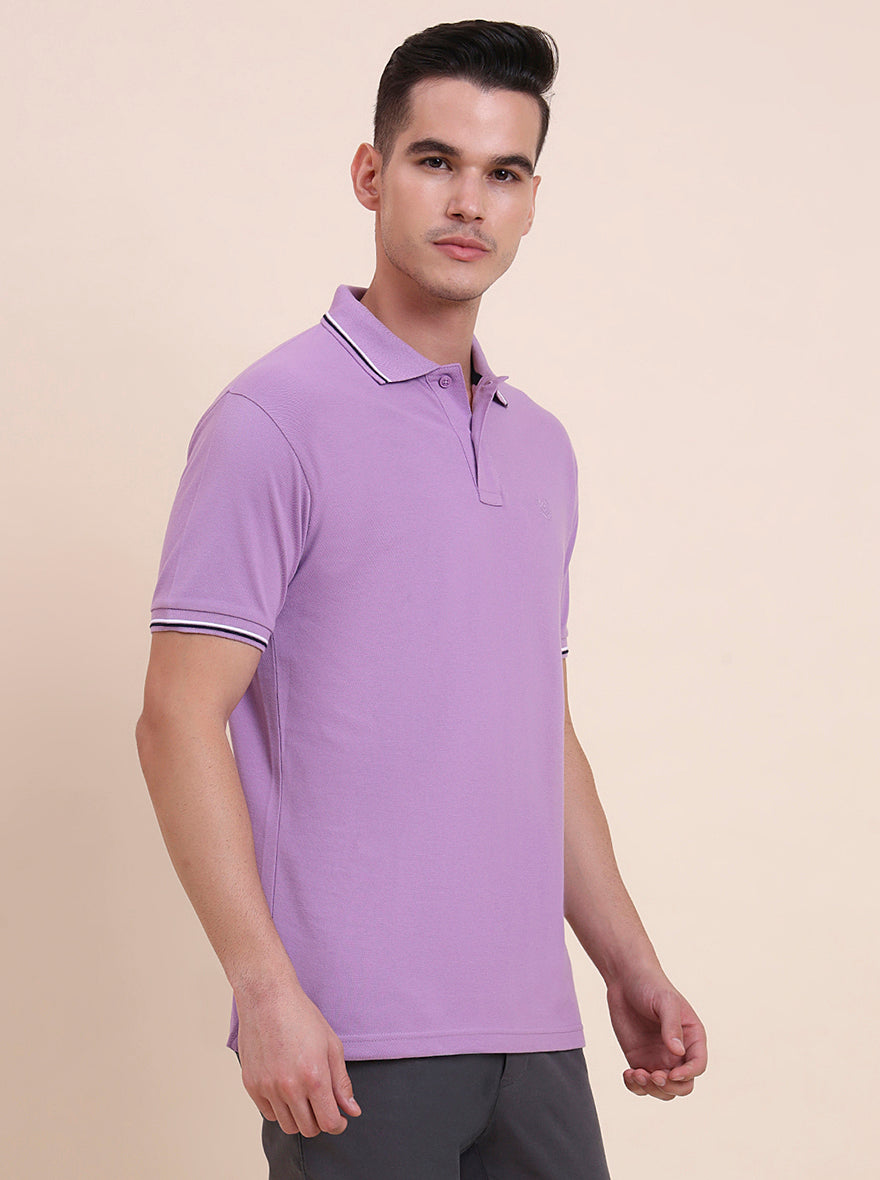 Lavender Solid Slim Fit Polo T-Shirt | Greenfibre