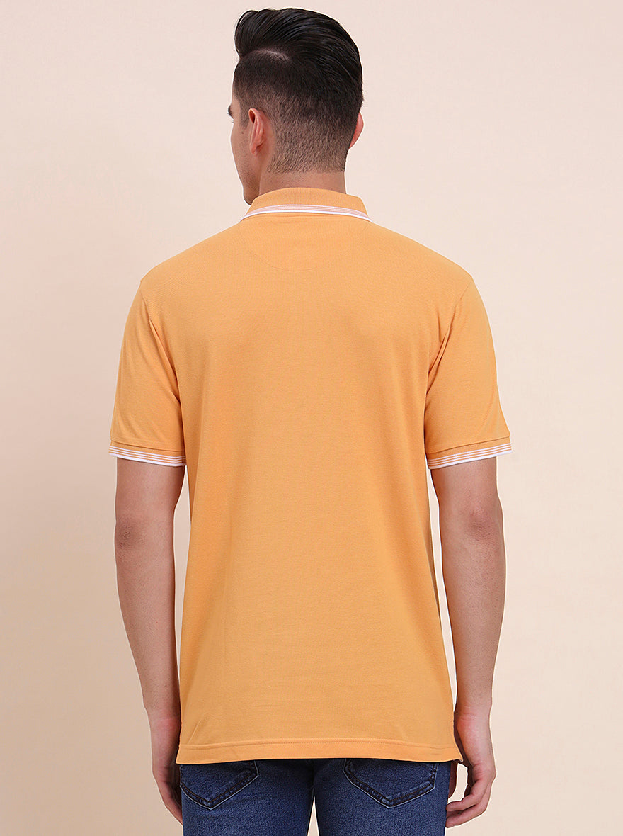 Mustard Solid Slim Fit Polo T-Shirt | Greenfibre