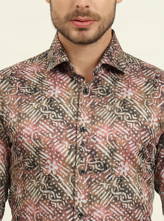 Multicolor Printed Slim Fit Party Wear Shirt | Wyre