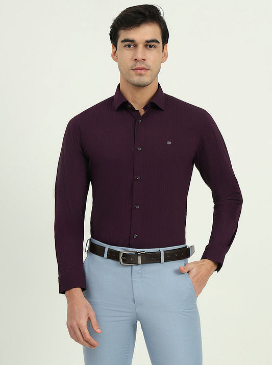 Wine Solid Slim Fit Party Wear Shirt | Greenfibre