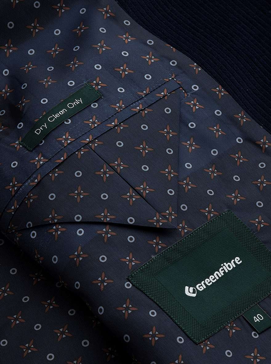 Navy Blue Solid Regular Fit Bandhgala Jacket | Greenfibre