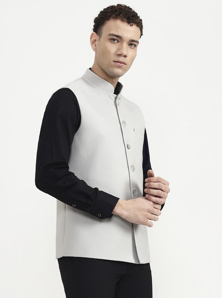 Grey Solid Waistcoat | Greenfibre