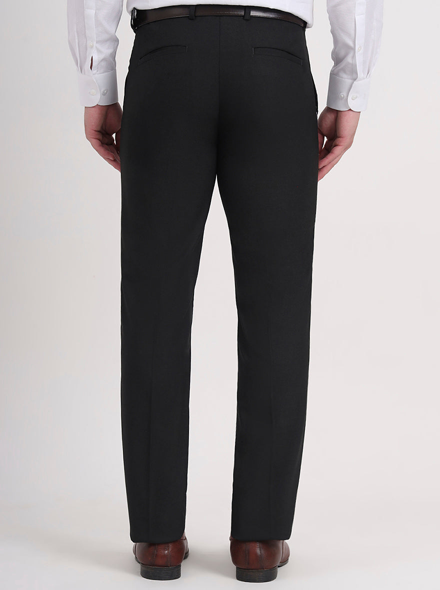 Black Solid Slim Fit Formal Trouser | Greenfibre