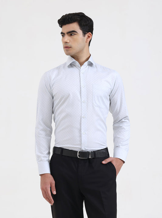 Light Grey Solid Slim Fit Formal Shirt | Greenfibre